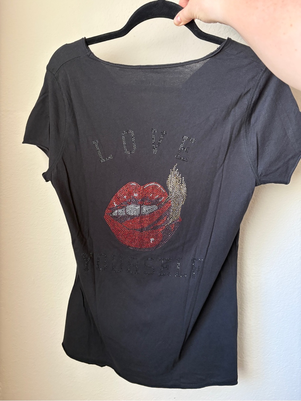 Zadig & Voltaire love yourself rhinestones T-shirt, size L new